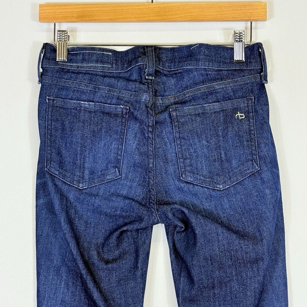 Rag & Bone Skinny Jeans Womens Sz 26 Blue Tonal River Dark Wash Raw Hem Ankle - Picture 5 of 8